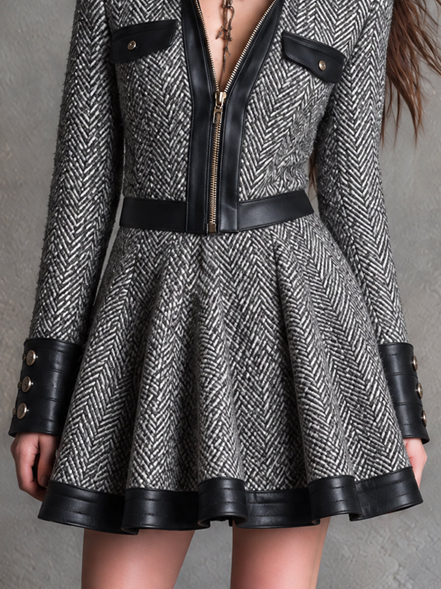 Vestido Moto Nomad Noir con Patrón de Espiga