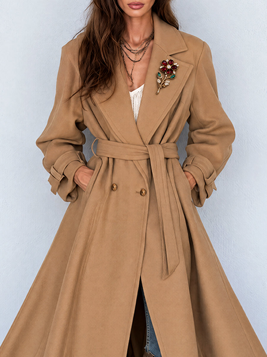 Gabardina Camel Nomad con Dobladillo de Encaje