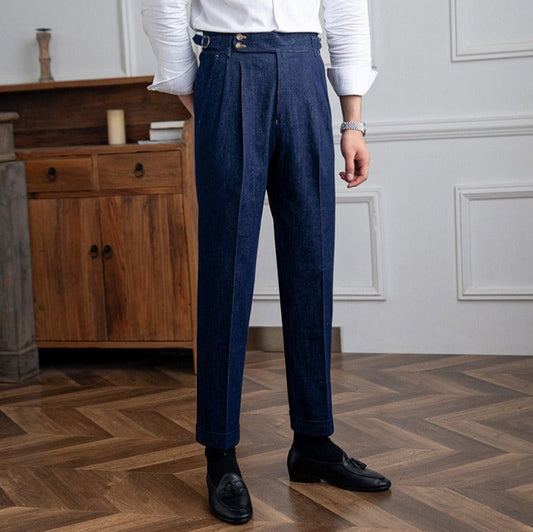 Pantalón de Mezclilla "Rome" Estilo Workwear con Doble Pliegue