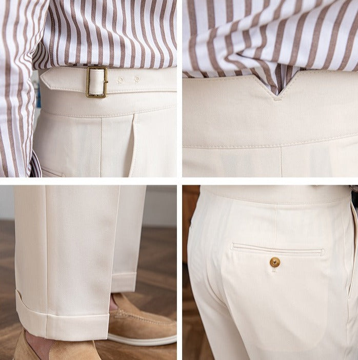 Pantalón "Monza" Gurkha de Pierna Recta con Pliegue