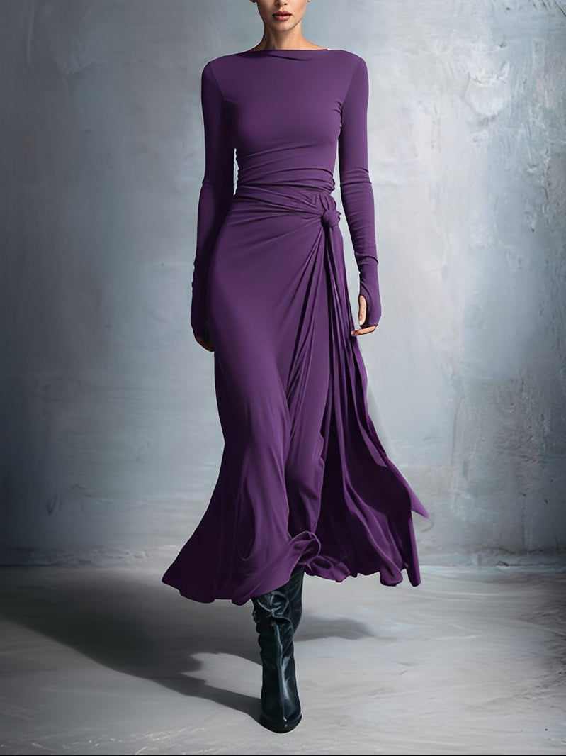 Natalia | Vestido Maxi con Moño Lateral