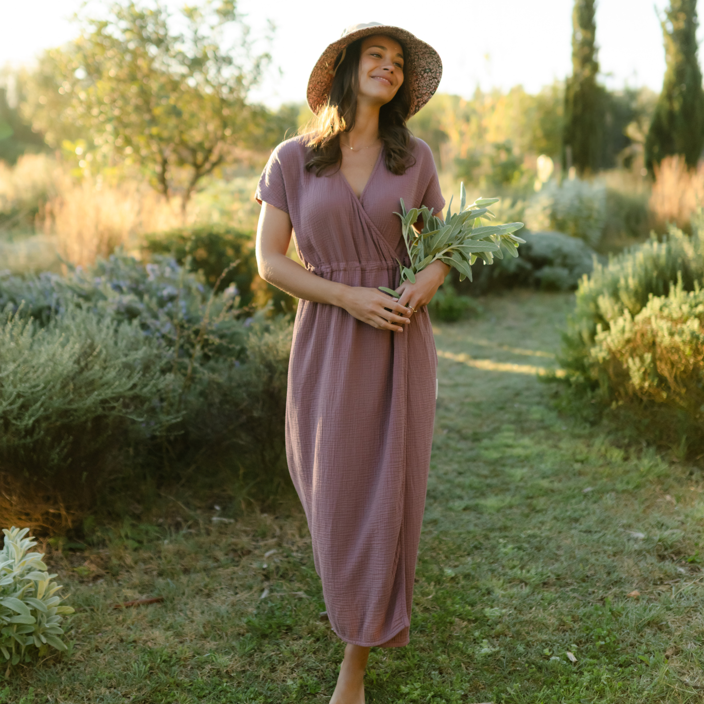 Vestido cruzado midi de muselina Milva