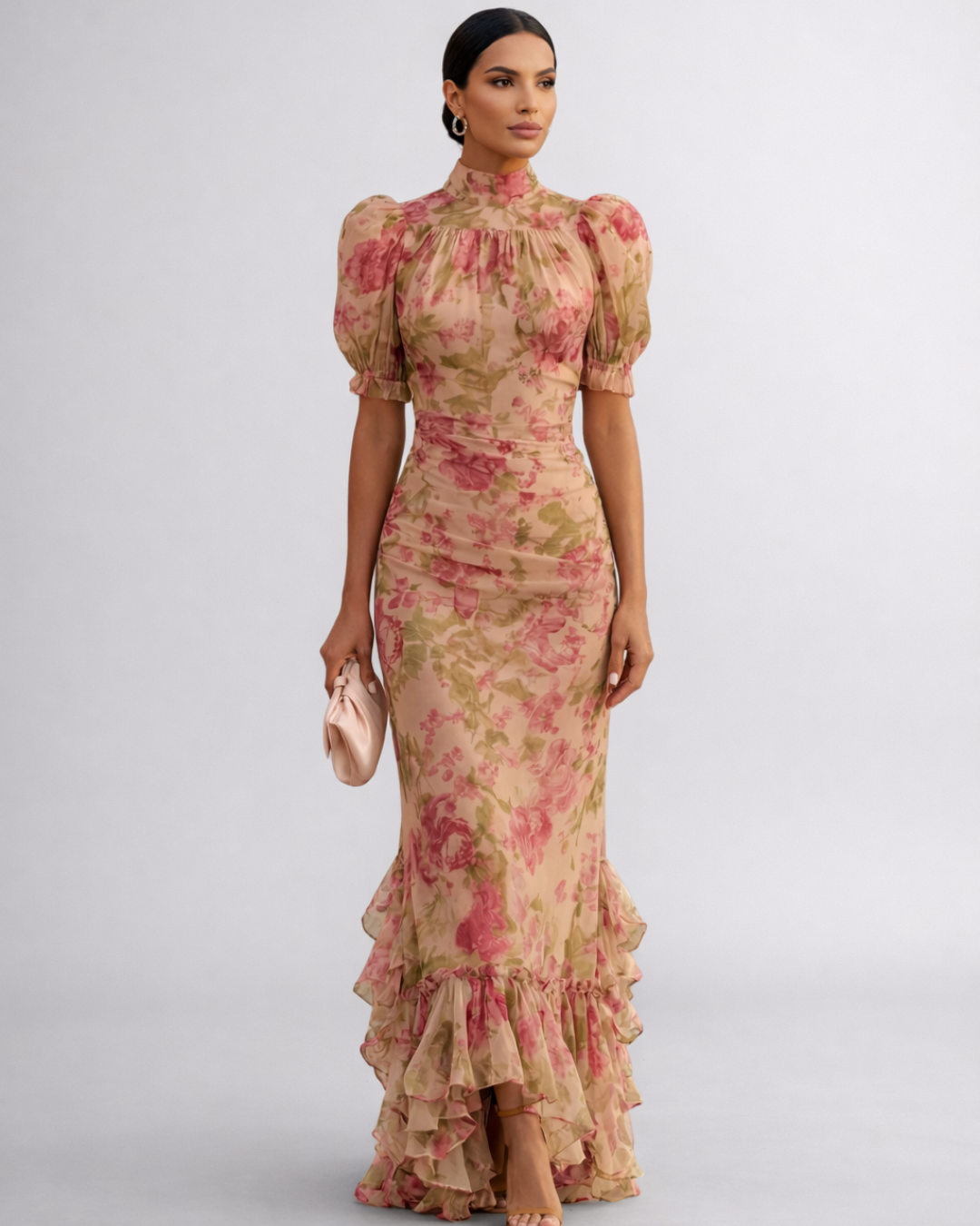 Rosalie | Floral Chiffon Long Dress