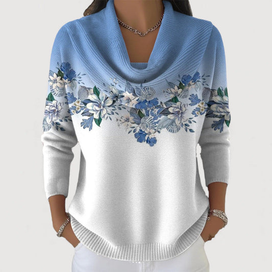 Alba | Suéter Floral con Cuello Vuelto