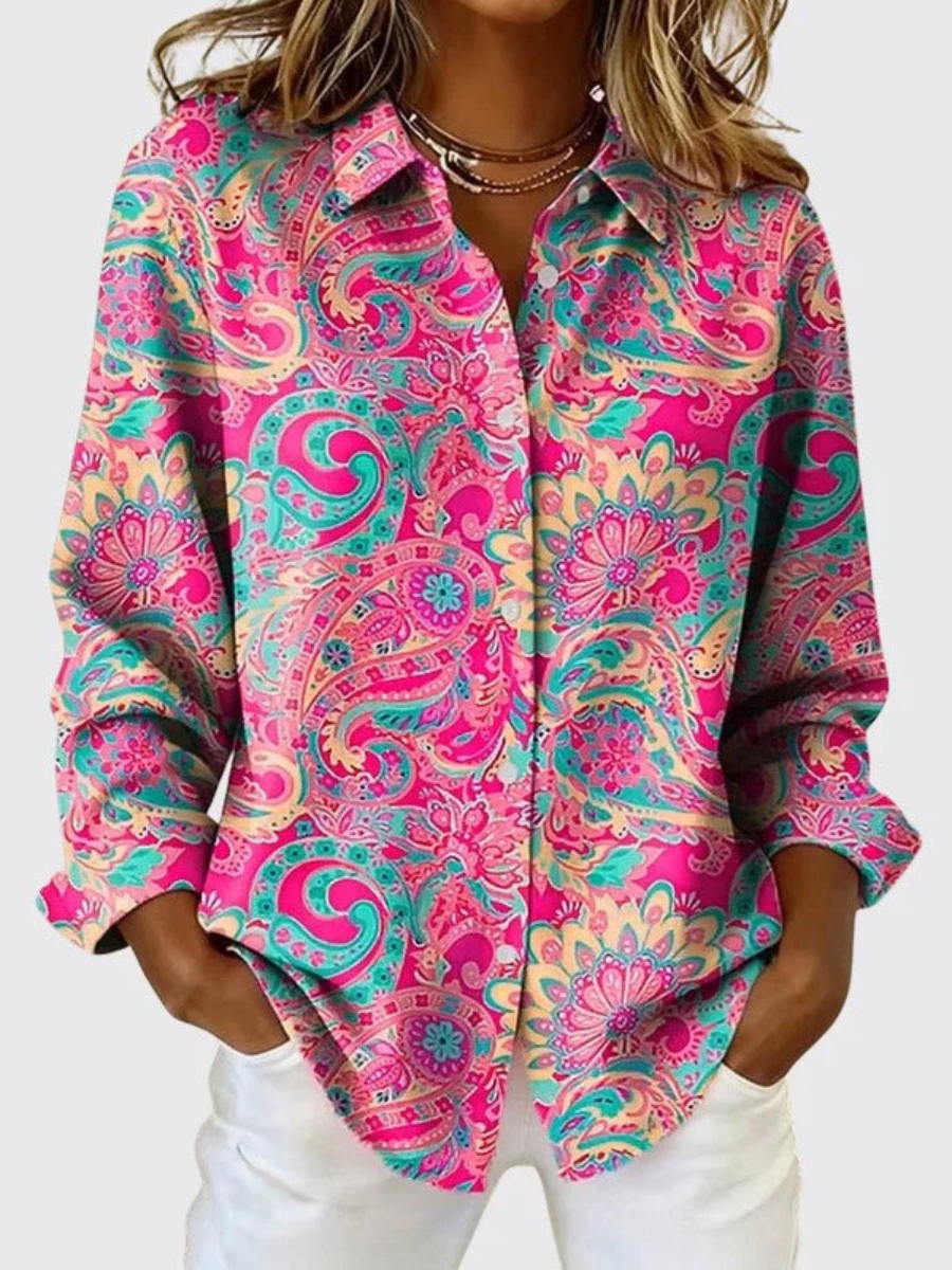 Elizabeth | Blusa con Estampado de Cachemira y Botones