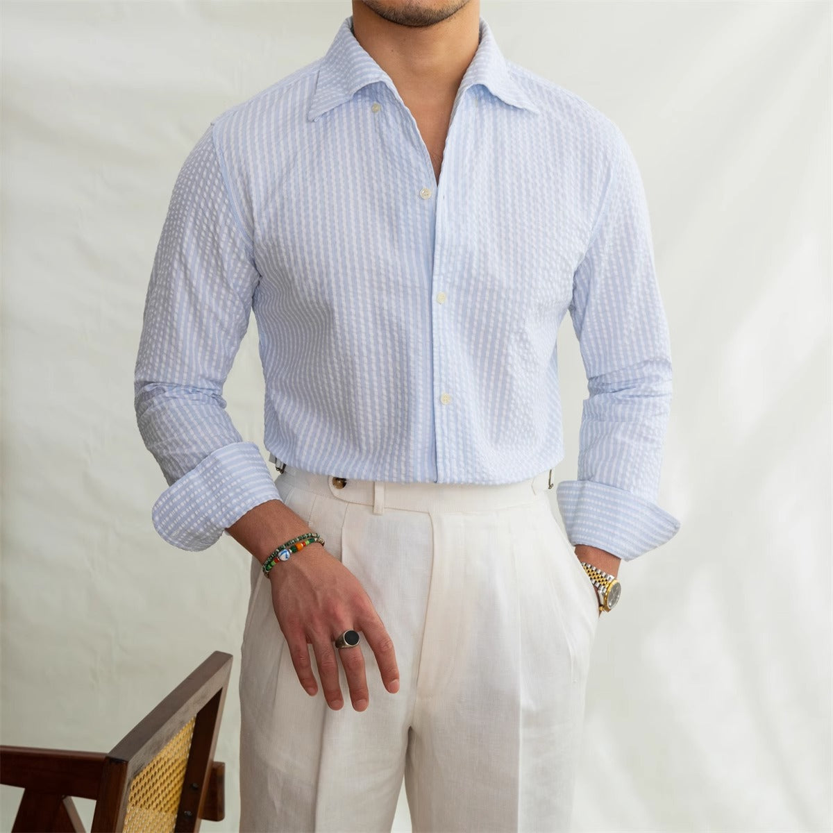 Camisa "Bagatelle" de Seersucker a Rayas
