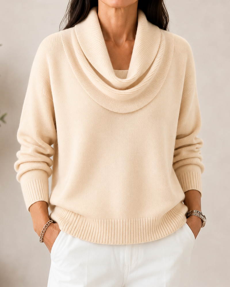 Caralina™ | Suéter Tejido Elegante con Cuello Ondulado