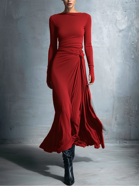 Natalia | Vestido Maxi con Moño Lateral