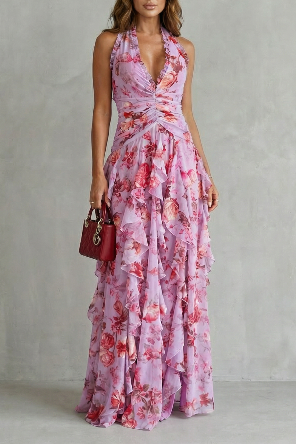 Rosalind | Romantic Rose Cascade Dress with Sweetheart Neckline