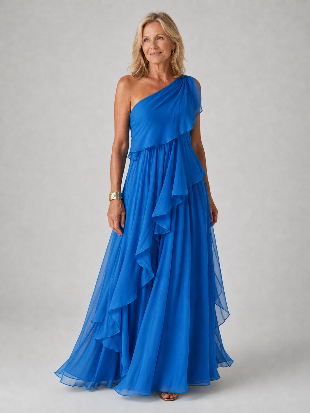 Victoria | Vestido Largo de Mujer de un Solo Hombro con Olanes