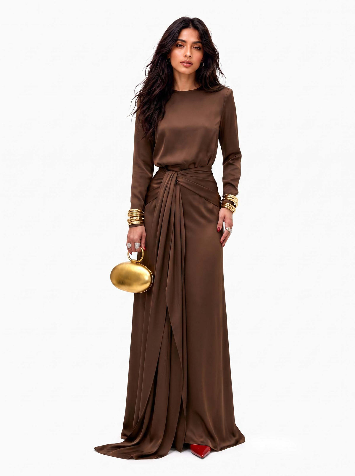 Cassandra | Vestido Largo de Mujer de Satín Drapeado