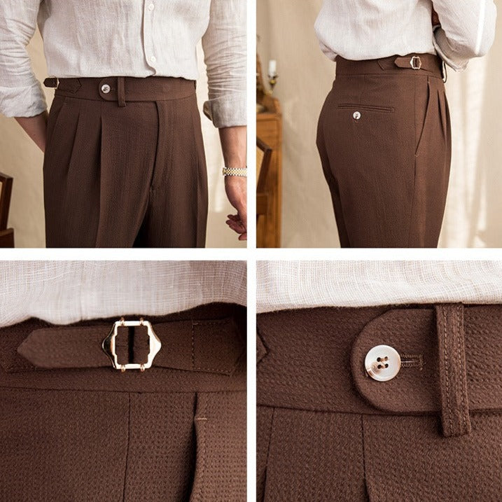 Pantalón "Monterosso" de Seersucker con Pliegue
