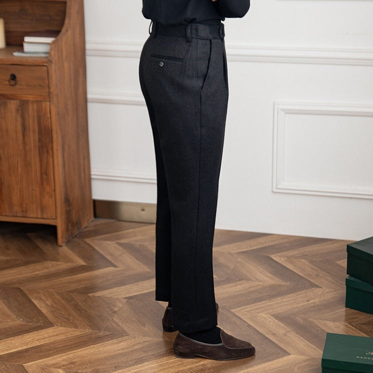 Pantalón "Heritage" de Mezcla de Lana con Estampado Espiga