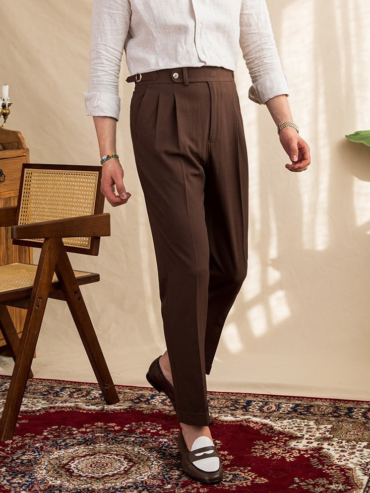 Pantalón "Monterosso" de Seersucker con Pliegue