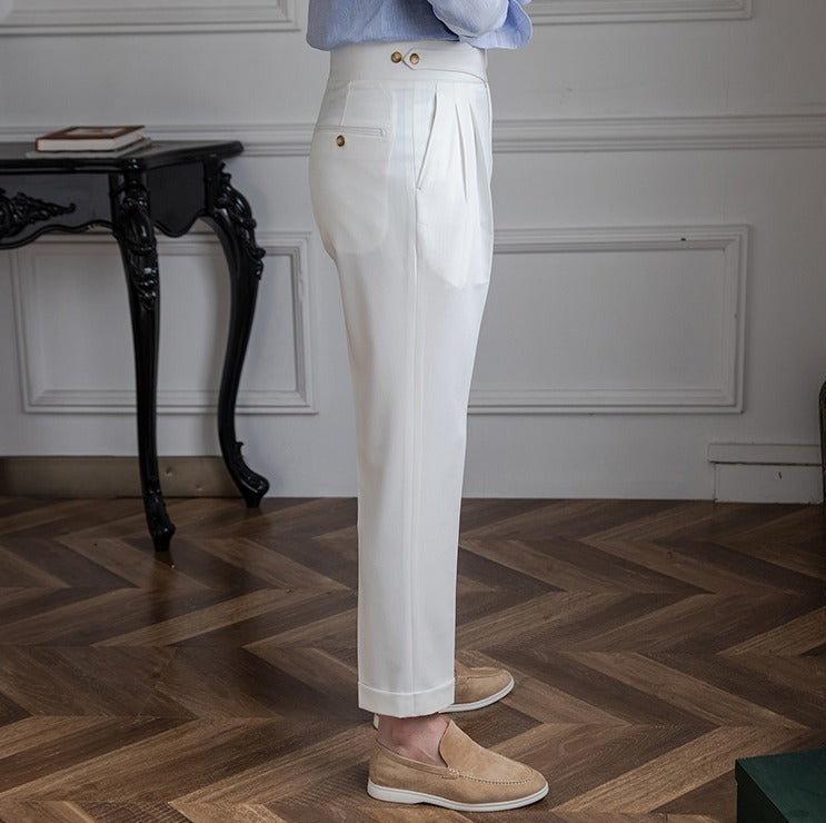 Pantalón "Moneglia" con Pliegue, Corte Recto