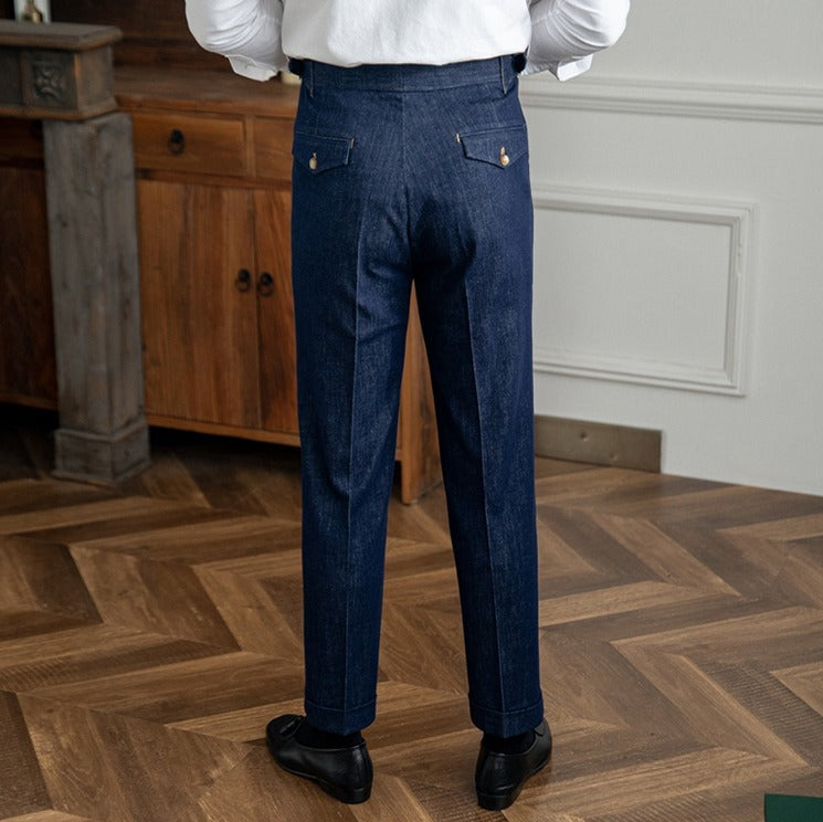 Pantalón de Mezclilla "Rome" Estilo Workwear con Doble Pliegue
