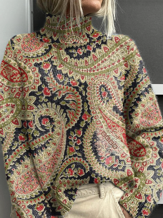 Elinor | Suéter de Cuello de Tortuga con Estampado Paisley