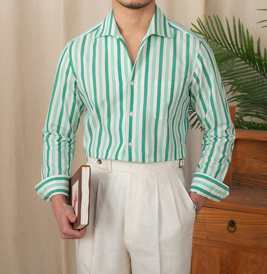 Camisa "Amalfi" de Algodón a Rayas, Manga Larga