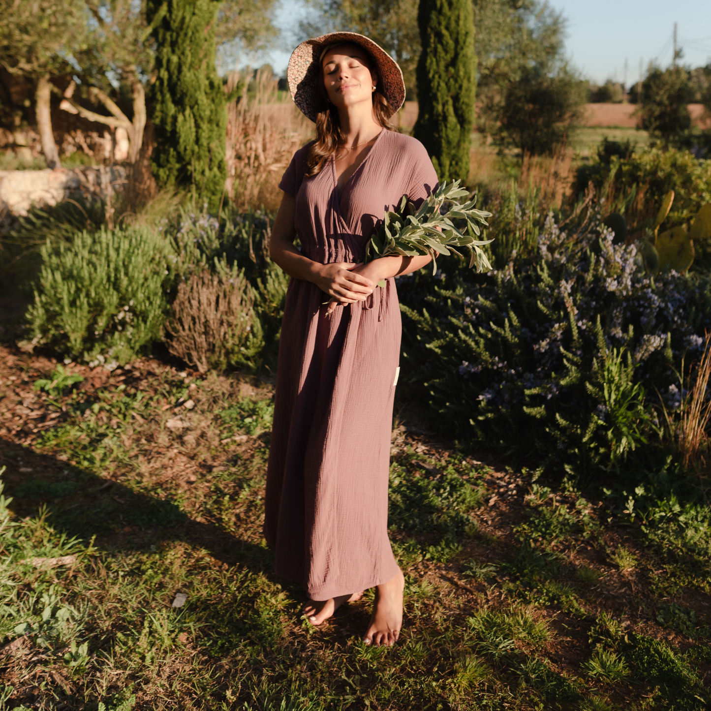 Vestido cruzado midi de muselina Milva