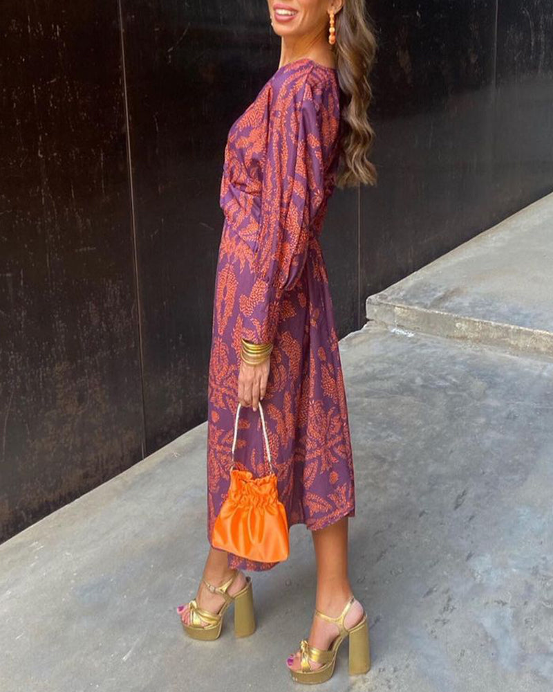 Isadora | Vestido Midi de Mujer Estampado de Manga Larga