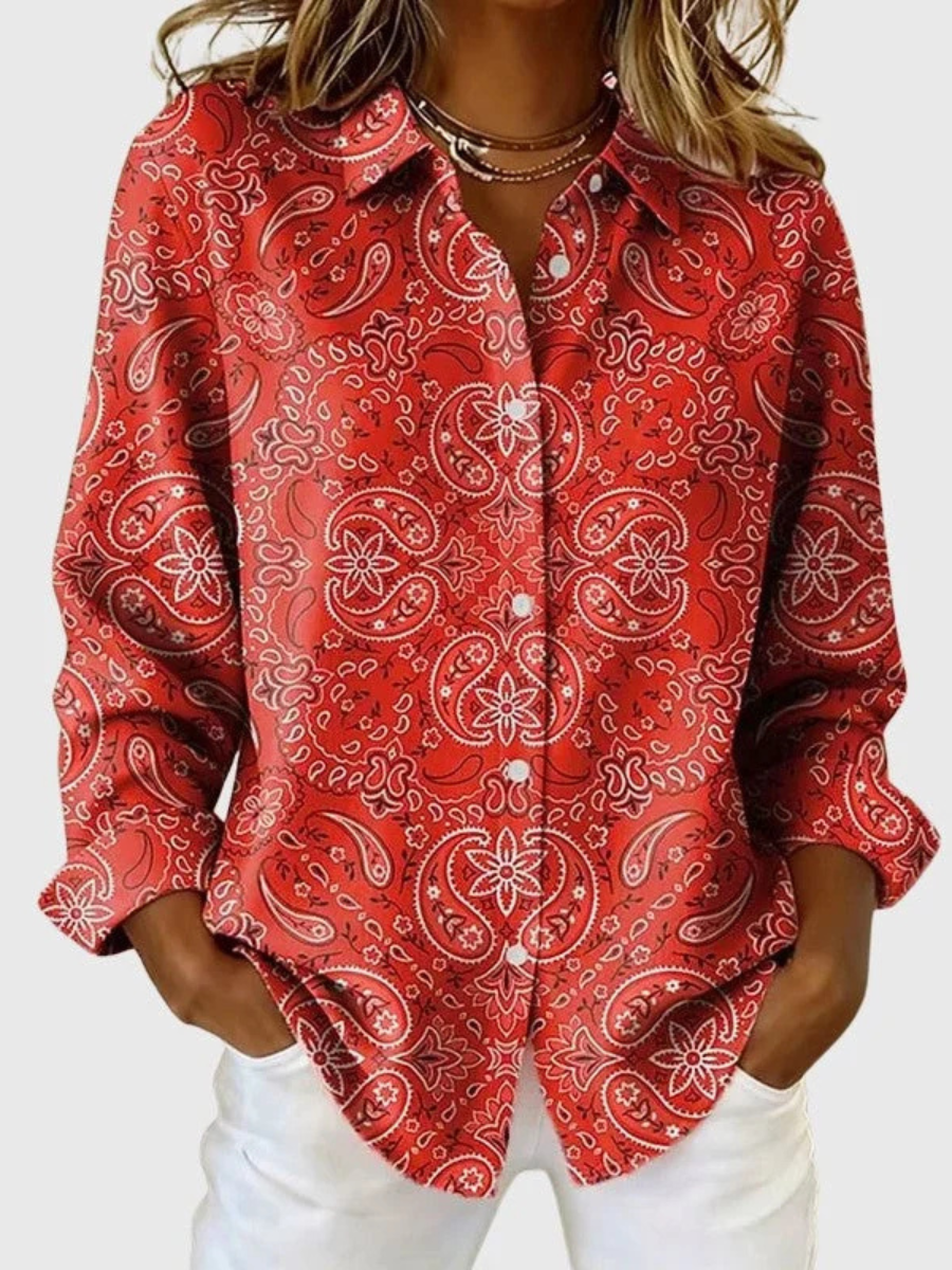 Elizabeth | Blusa con Estampado de Cachemira y Botones