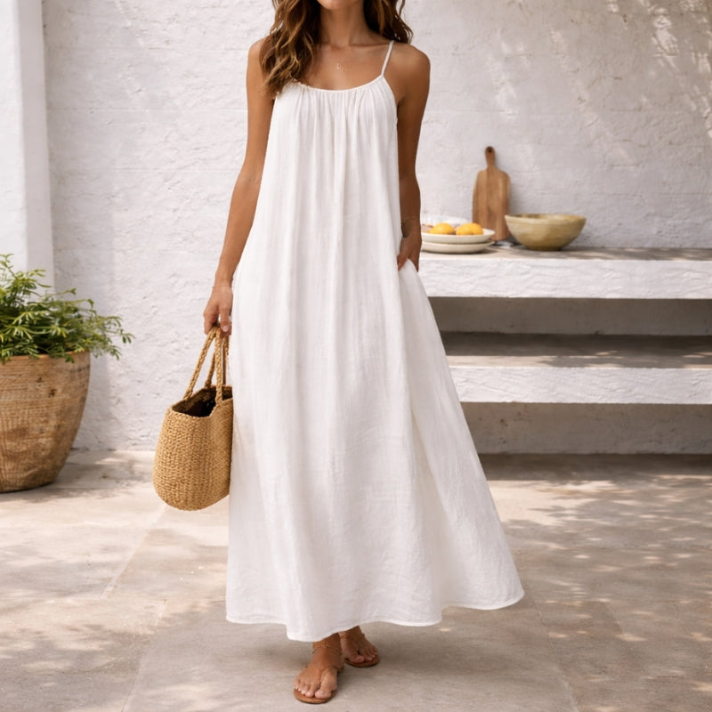 ISLA | Vestido Maxi Fresco con Cintura Ajustable para un Ajuste Perfecto a tu Medida