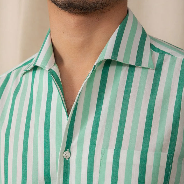 Camisa "Amalfi" de Algodón a Rayas, Manga Larga