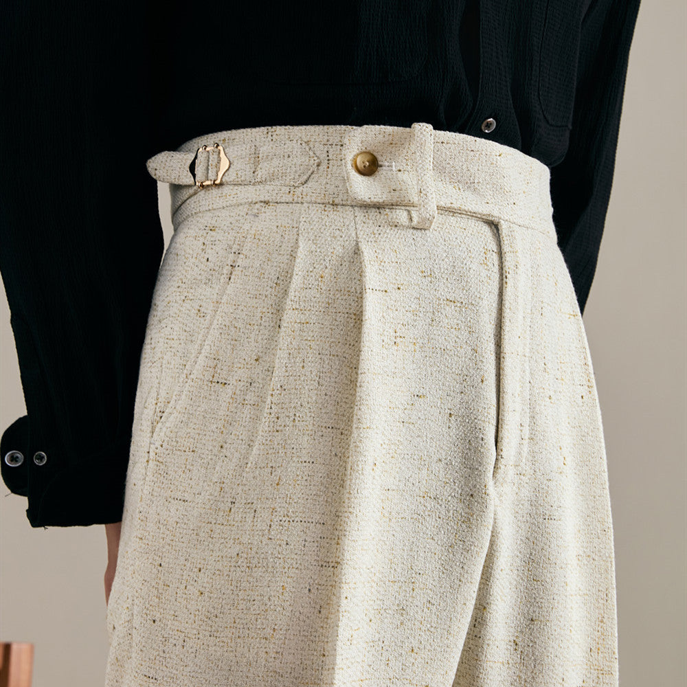 Pantalón "Brunello" de Lino con Doble Pliegue, Corte Recto