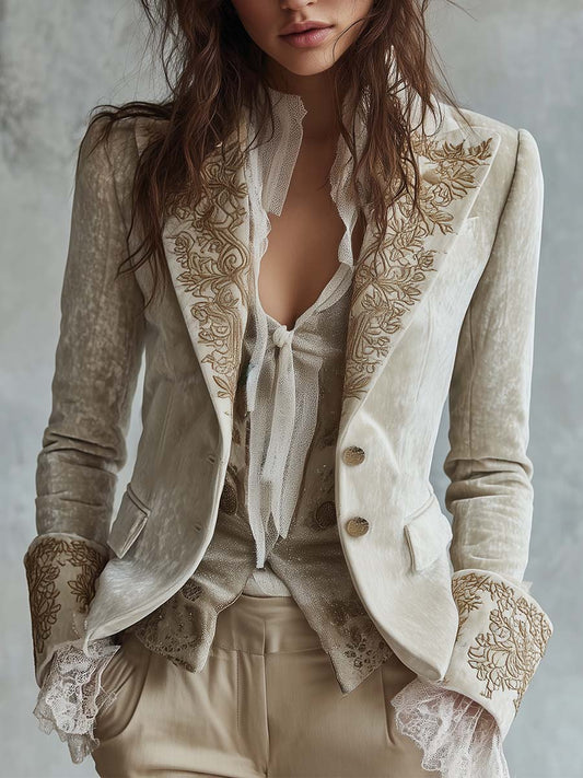 Constance | Blazer Marfil Bordado Estilo Sastre