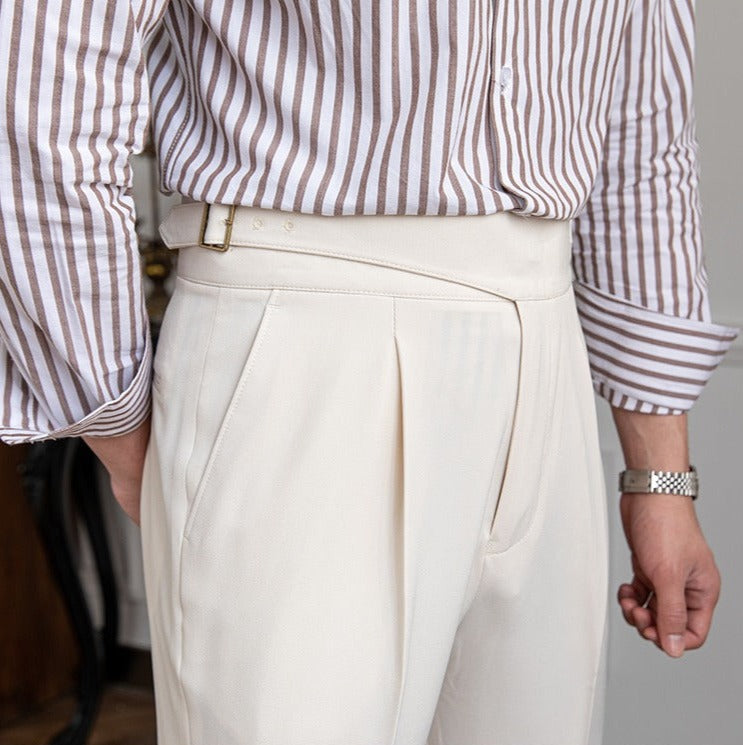 Pantalón "Monza" Gurkha de Pierna Recta con Pliegue
