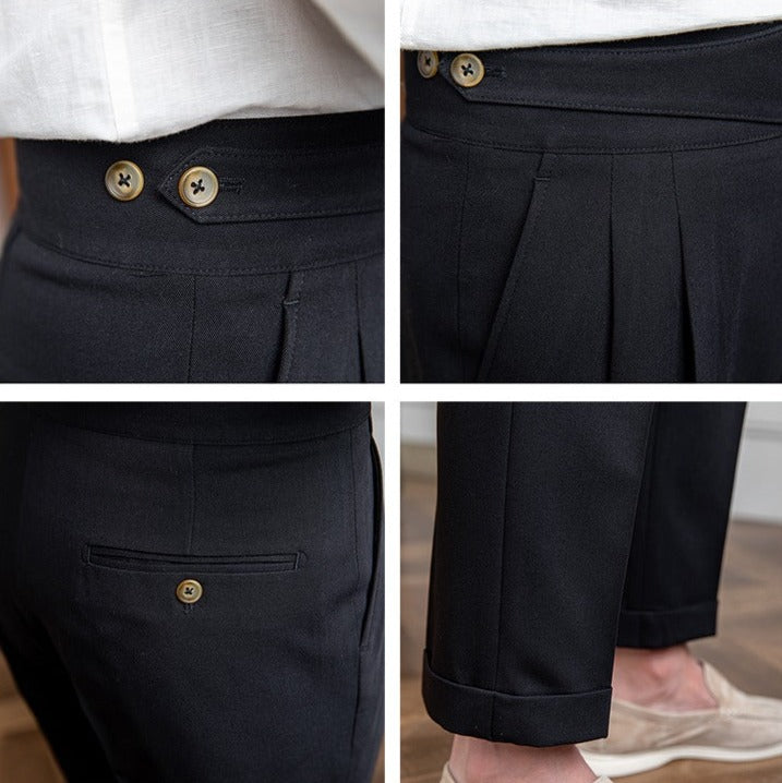 Pantalón "Moneglia" con Pliegue, Corte Recto