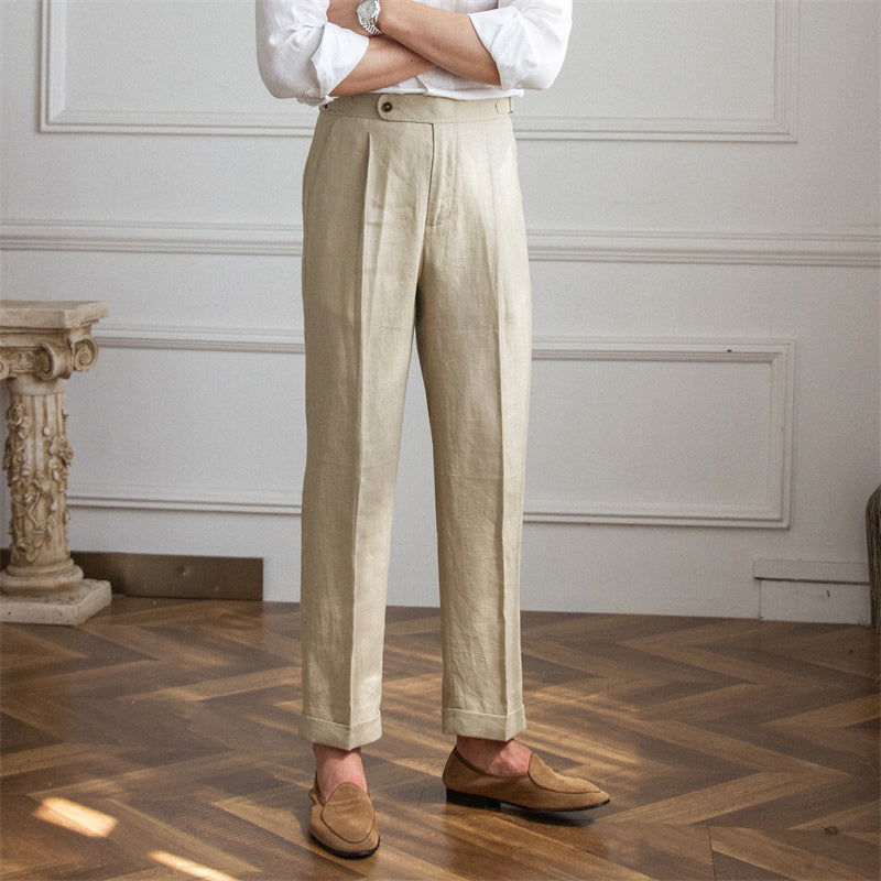 Pantalón "Monte Carlo" de Lino con Pliegue