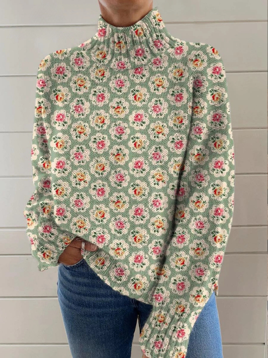 Marlowe | Suéter Floral de Cuello Alto
