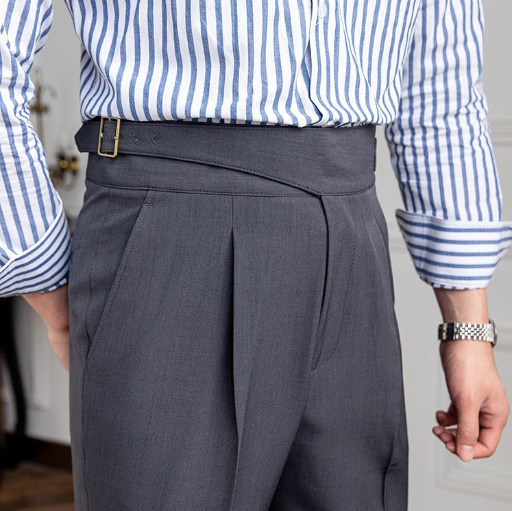 Pantalón "Monza" Gurkha de Pierna Recta con Pliegue