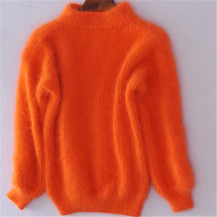Suéter tejido de angora Kanita color naranja