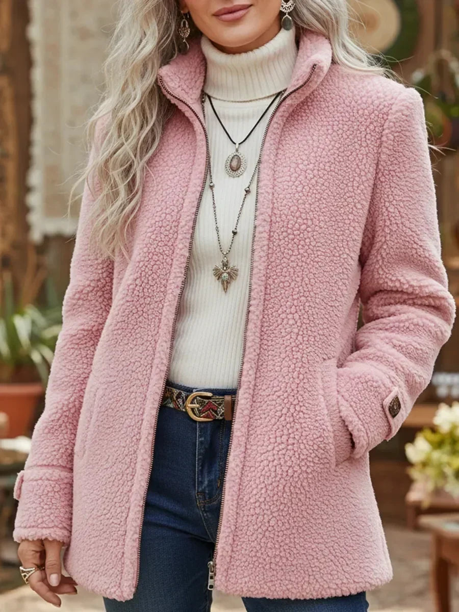 Chamarra polar texturizada Hazel color rosa