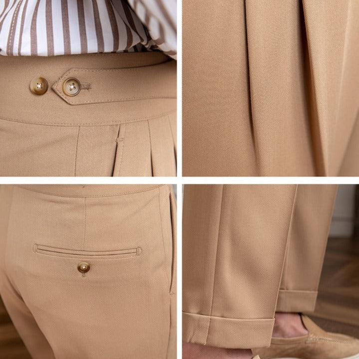 Pantalón "Moneglia" con Pliegue, Corte Recto