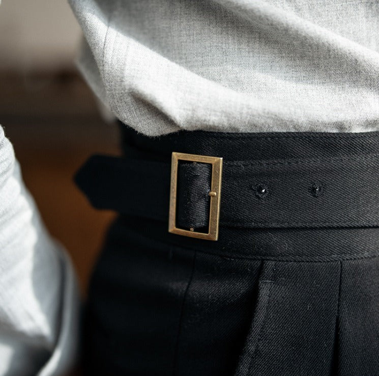 Pantalón "Cipressa" Gurkha con Pliegue, Corte Recto