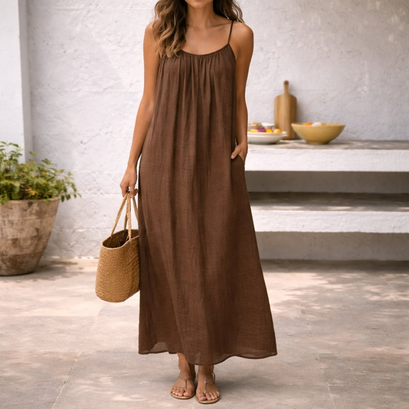 ISLA | Vestido Maxi Fresco con Cintura Ajustable para un Ajuste Perfecto a tu Medida