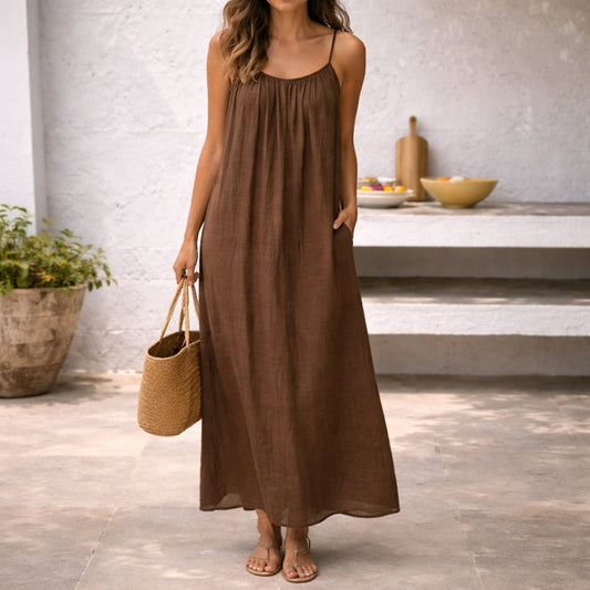 ISLA | Vestido Maxi Fresco con Cintura Ajustable para un Ajuste Perfecto a tu Medida