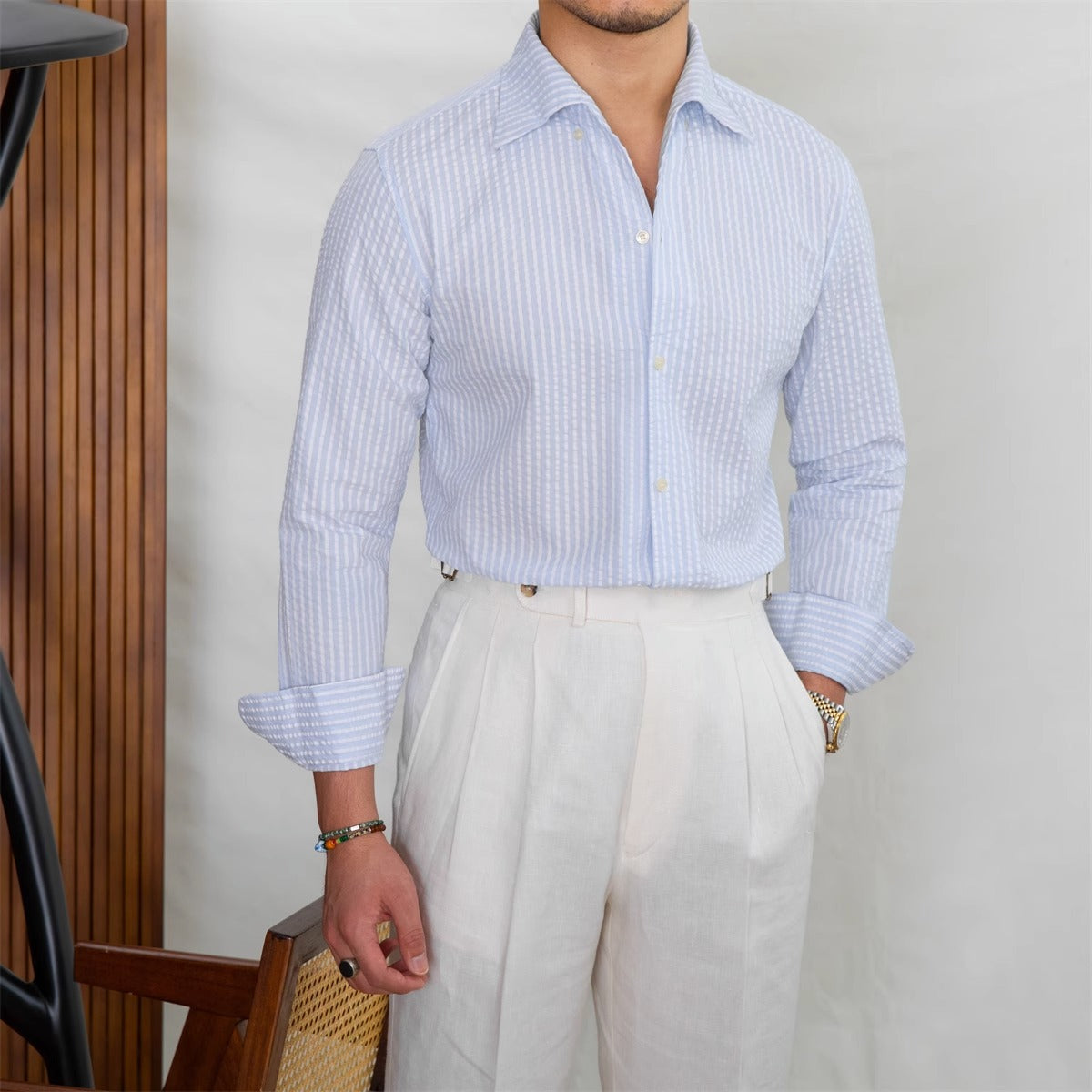 Camisa "Bagatelle" de Seersucker a Rayas