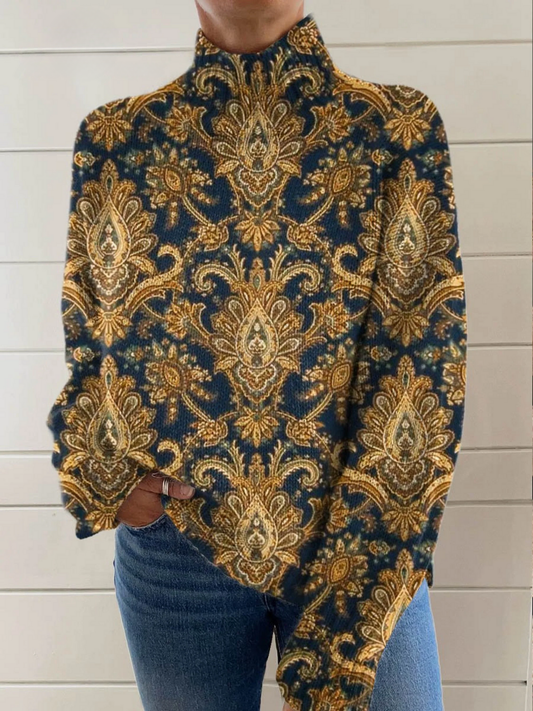 Della | Suéter de Cuello Alto con Estampado Paisley