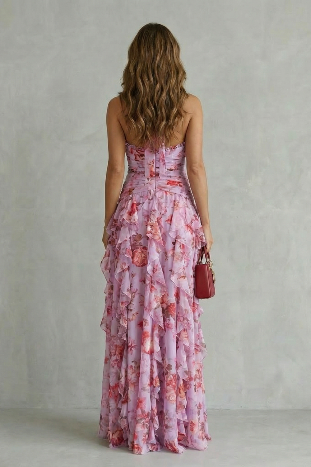 Rosalind | Romantic Rose Cascade Dress with Sweetheart Neckline