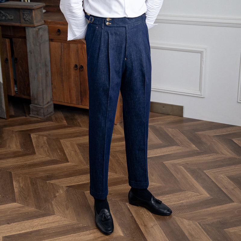 Pantalón de Mezclilla "Rome" Estilo Workwear con Doble Pliegue