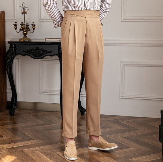 Pantalón "Moneglia" con Pliegue, Corte Recto