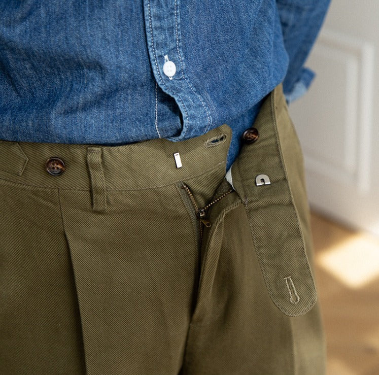 Pantalón "Antibes" de Gabardina de Algodón, Corte Recto