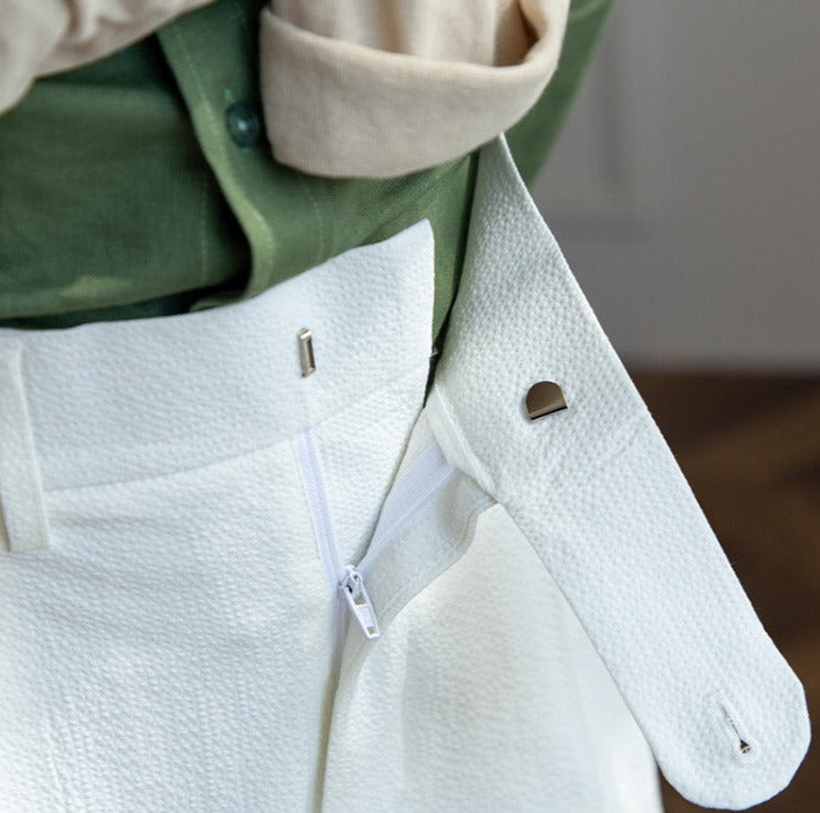 Pantalón "Positano" de Seersucker Ligero con Doble Pliegue