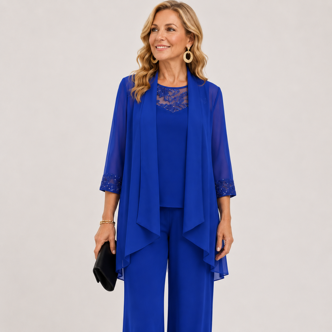 Éléonore | Conjunto de Saco con Caída y Pantalón Amplio