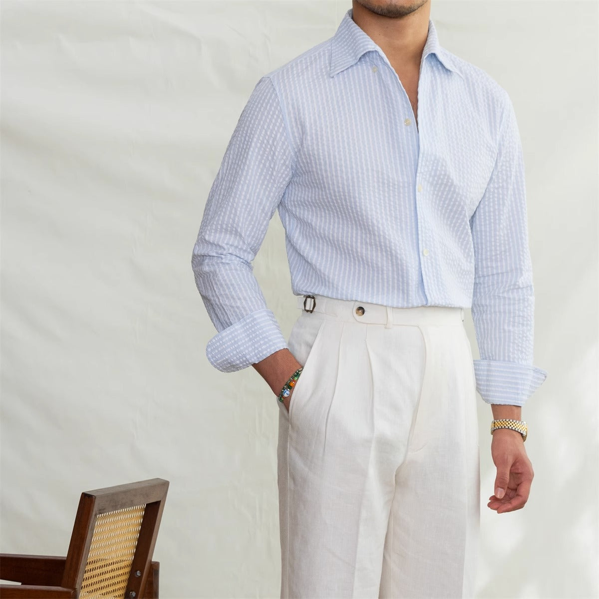 Camisa "Bagatelle" de Seersucker a Rayas