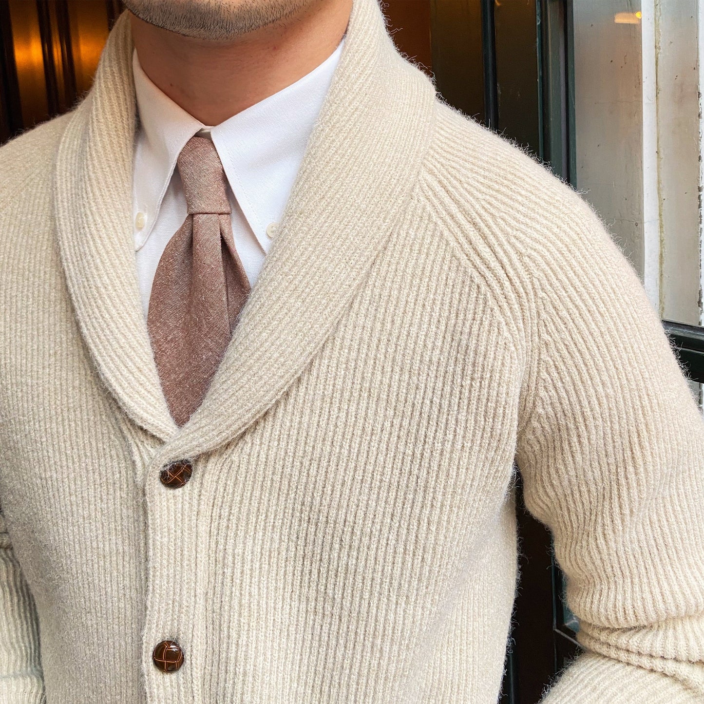 Cárdigan Tejido "Bond Street" con Cuello Solapa